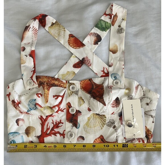 NEW Commense Coral Beach Crop Top & Skirt Tiered Maxi Set Women’s Sz L Resort - Picture 4 of 12